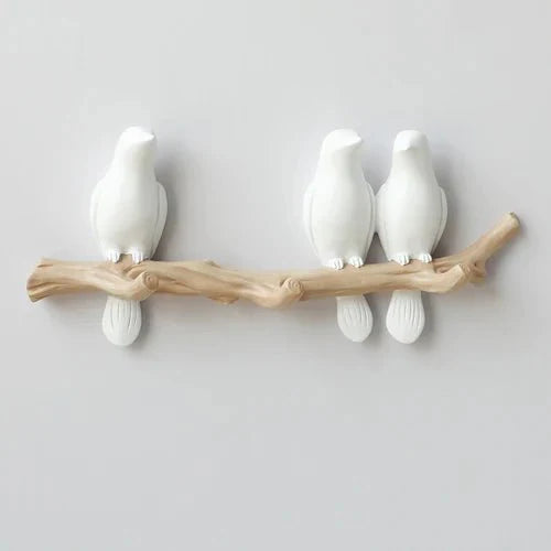 Wooden Wall Coat Rack Bird Design Decorative Hooks For Jackets Bags Hats