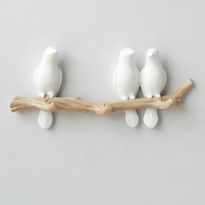 Wooden Wall Coat Rack Bird Design Decorative Hooks For Jackets Bags Hats