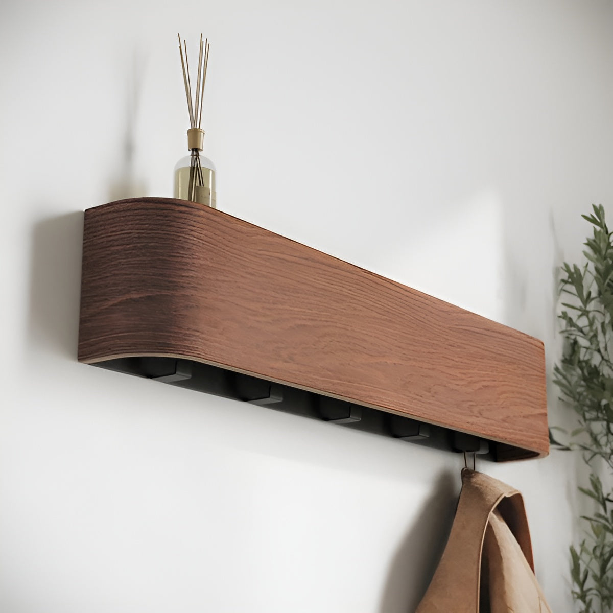 Wooden Wall Coat Rack Modern Entryway Storage Organizer