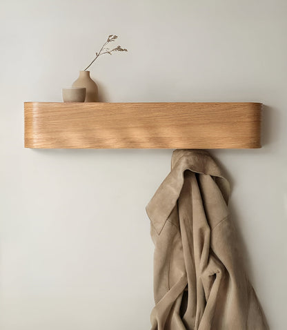 Wooden Wall Coat Rack Modern Entryway Storage Organizer
