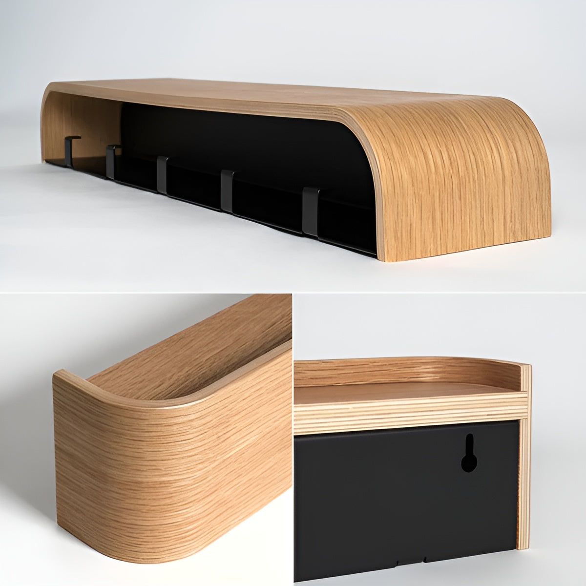 Wooden Wall Coat Rack Modern Entryway Storage Organizer