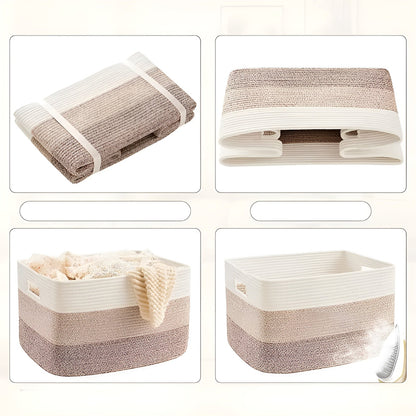 Woven Cotton Storage Basket Large Laundry Toy Organizer