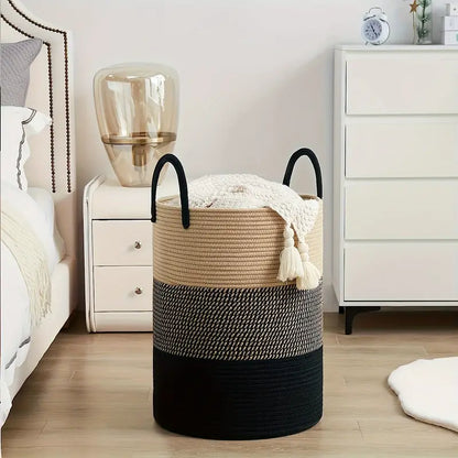 Woven Rope Laundry Basket Large Storage Organizer Bin