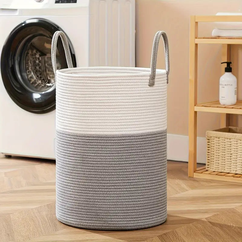Woven Rope Laundry Basket Large Storage Organizer Bin