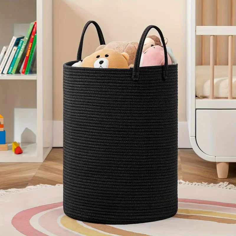 Woven Rope Laundry Basket Large Storage Organizer Bin