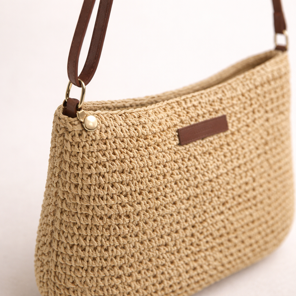 Woven Straw Crossbody Bag Womens Summer Beach Shoulder Bag
