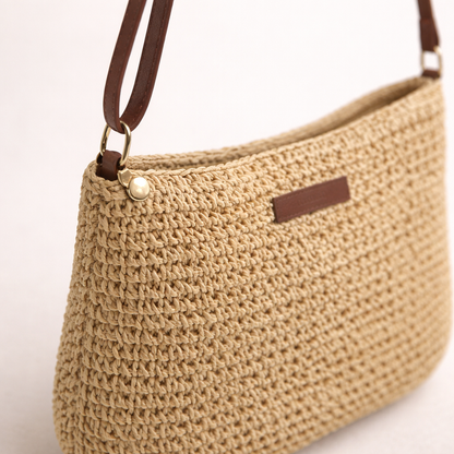 Woven Straw Crossbody Bag Womens Summer Beach Shoulder Bag