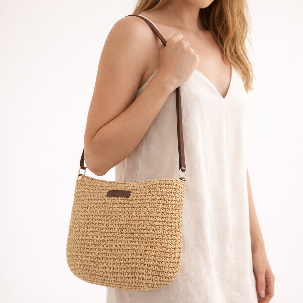 Woven Straw Crossbody Bag Womens Summer Beach Shoulder Bag