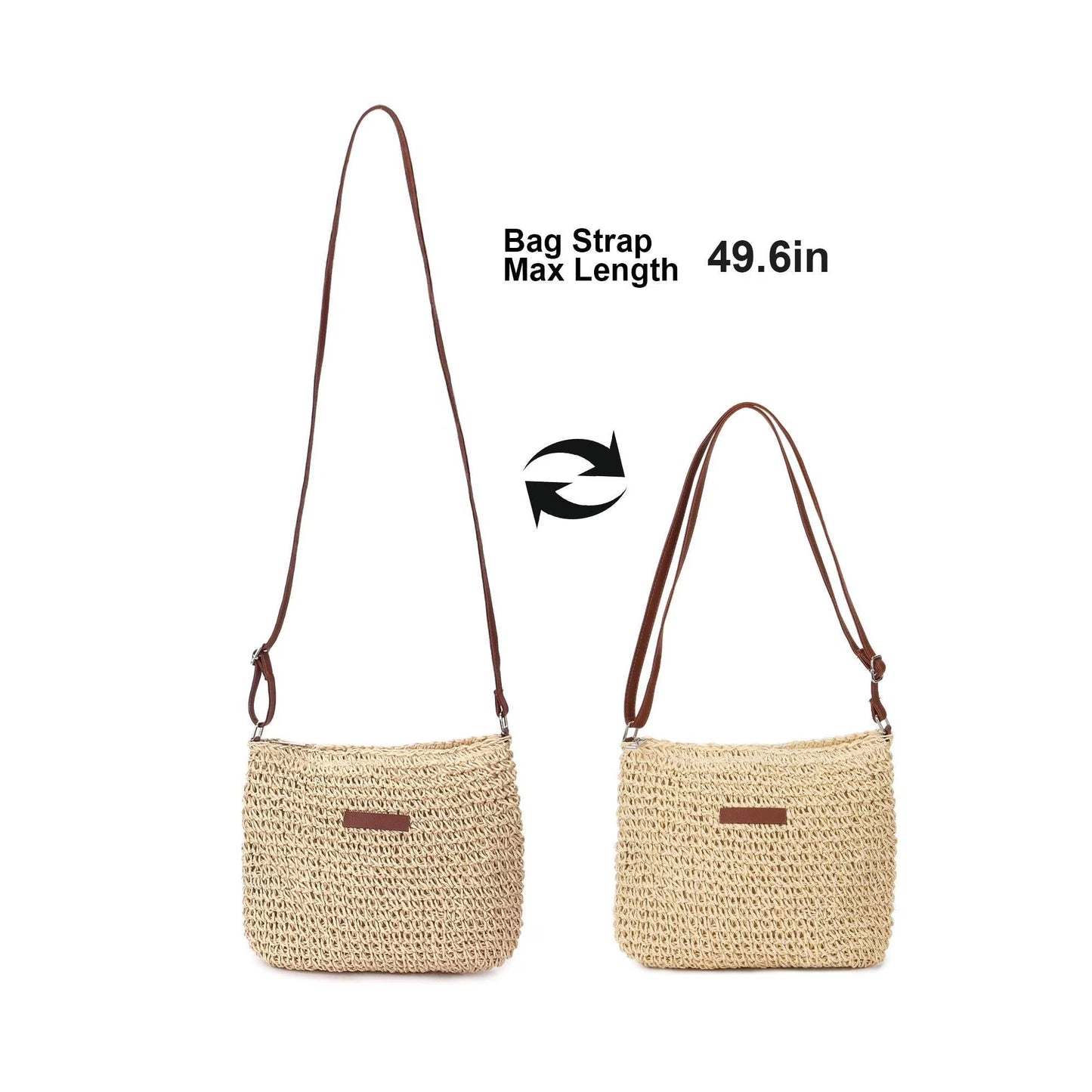 Woven Straw Crossbody Bag Womens Summer Beach Shoulder Bag