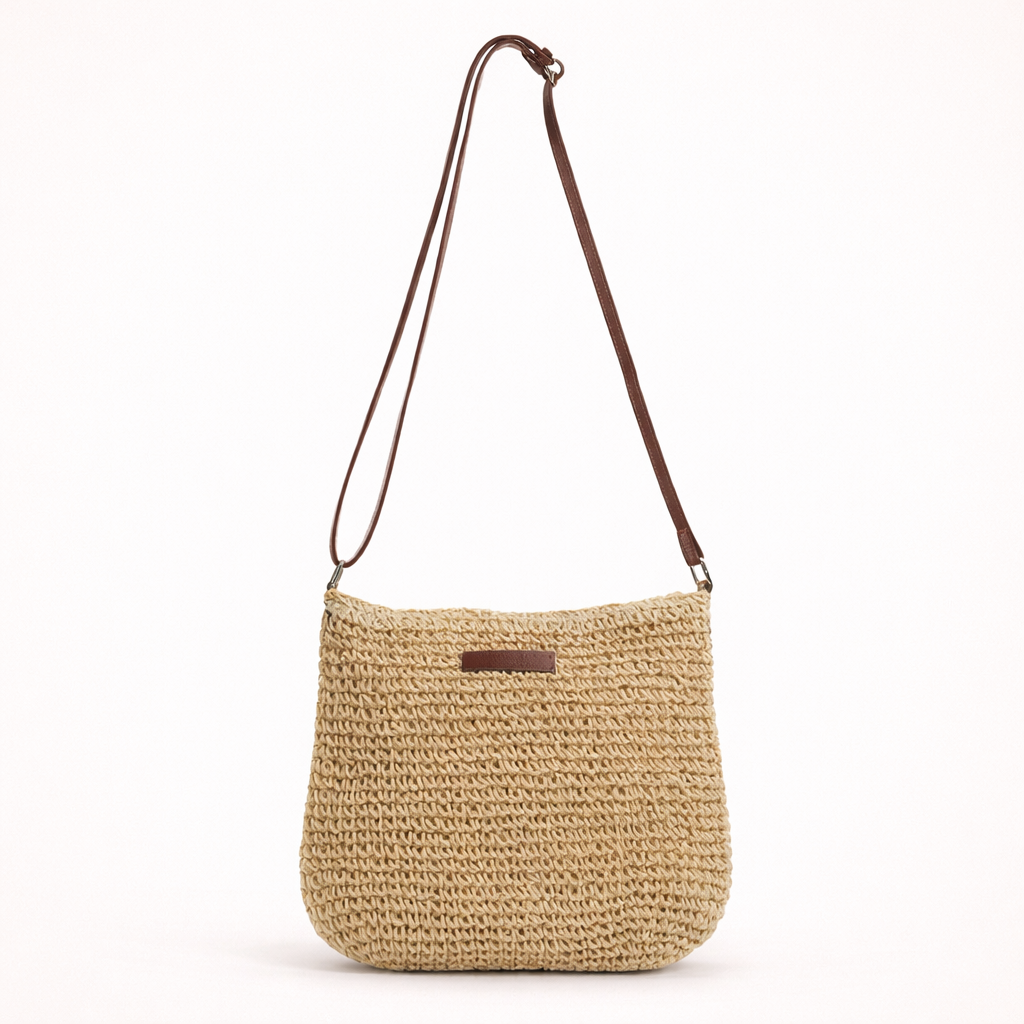 Woven Straw Crossbody Bag Womens Summer Beach Shoulder Bag