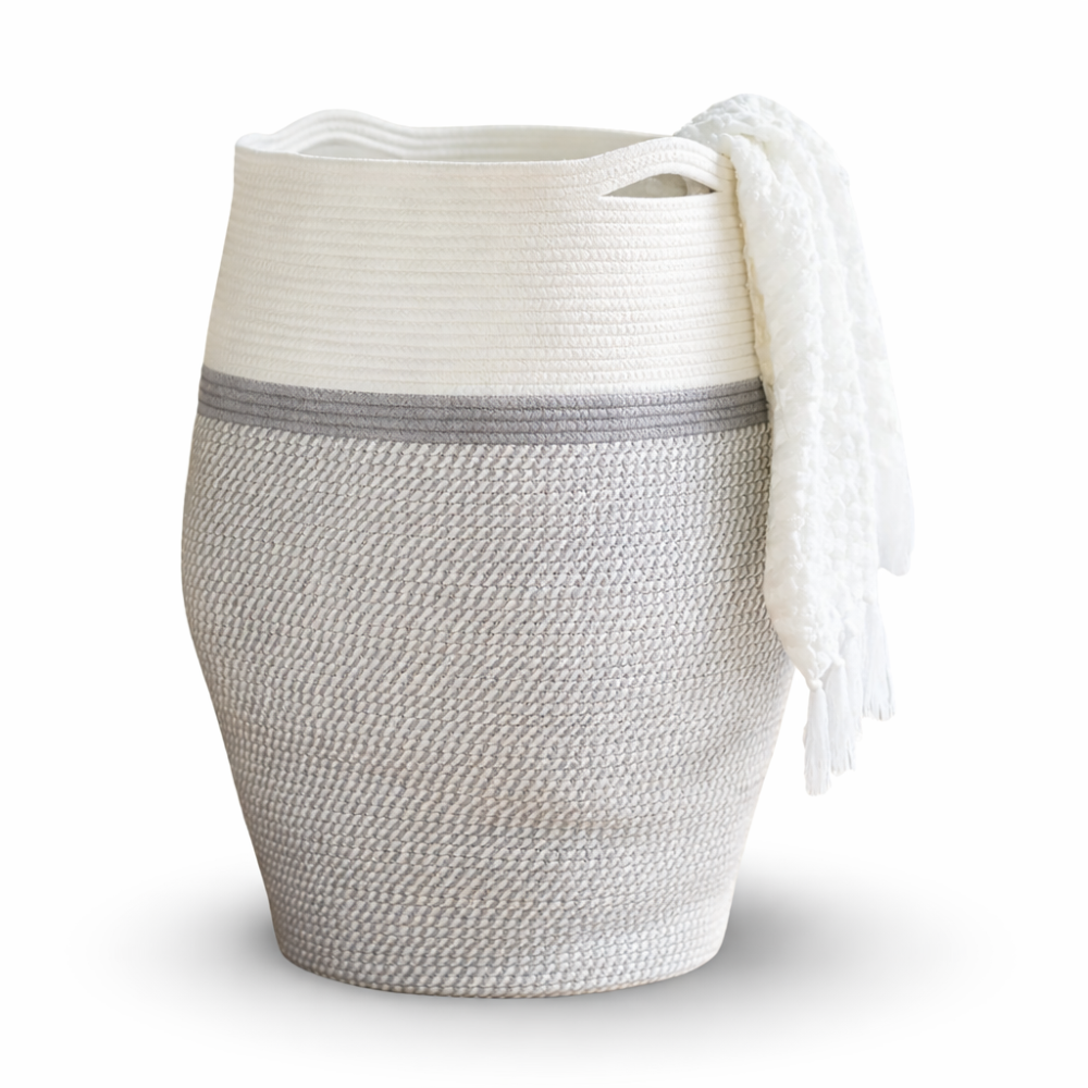 XL Cotton Rope Laundry Basket Foldable Storage Hamper