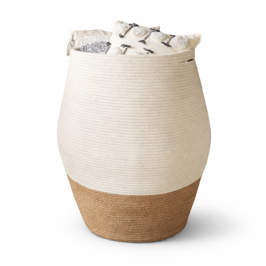 XL Cotton Rope Laundry Basket Foldable Storage Hamper