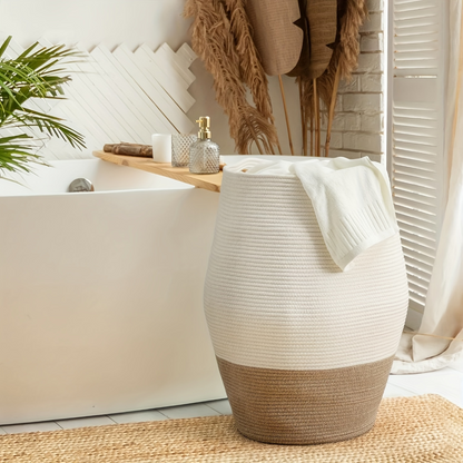 XL Cotton Rope Laundry Basket Foldable Storage Hamper