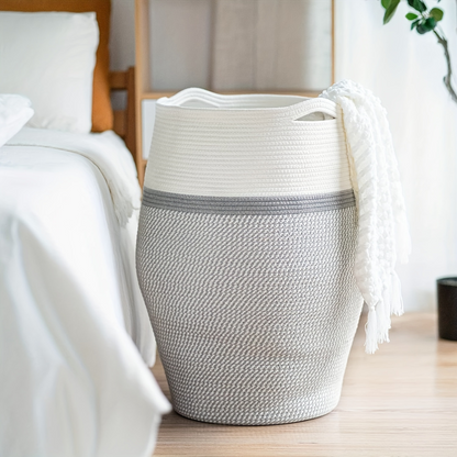 XL Cotton Rope Laundry Basket Foldable Storage Hamper
