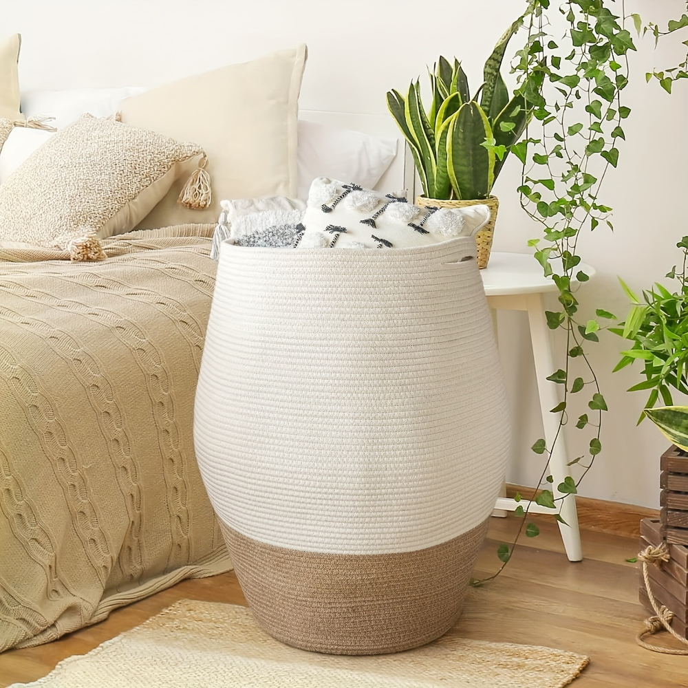XL Cotton Rope Laundry Basket Foldable Storage Hamper